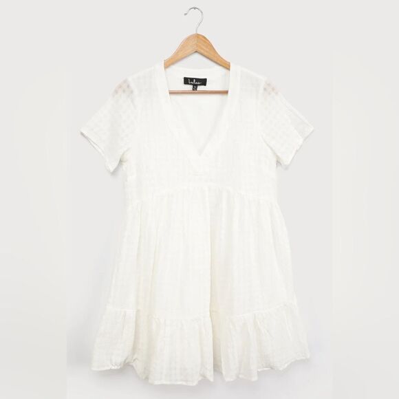 Lulu’s Sunshine On the Mind White Short Sleeve Babydoll Dress - Picture 5 of 11